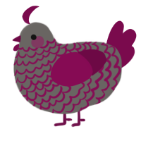 A grey and wine chicken with a lace pattern