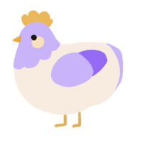 Thimble, a cream and lilac chicken with a head pattern