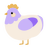 Thimble, a cream and lilac chicken with a head pattern