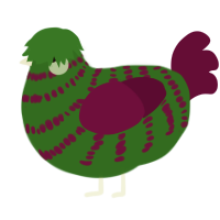 A leaf and wine chicken with a bar pattern