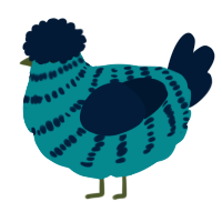 A teal and tumblr chicken with a bar pattern