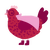 A crimson and maroon chicken with a speckle pattern