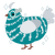 Wyrm, a teal and mist chicken with a bar pattern