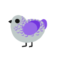 A silver and blurple chicken with a half-lace pattern