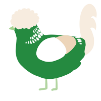 A viridian and cream chicken with a neck-band pattern