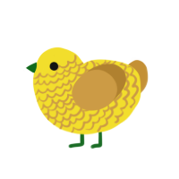 A yellow and gold chicken with a lace pattern