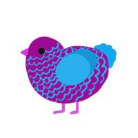 A plum and sky chicken with a lace pattern