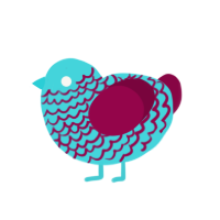 (unnamed), a aqua and maroon chicken with a lace pattern