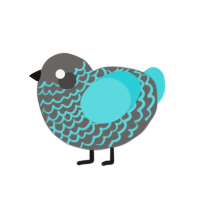A grey and aqua chicken with a lace pattern