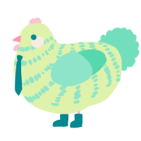 A apple and mint chicken with a bar pattern