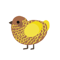A brown and yellow chicken with a lace pattern