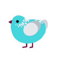 A aqua and mist chicken with a neck-speckle pattern