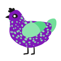 Peepers, a violet and spring chicken with a speckle pattern