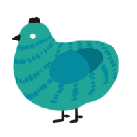 A turquoise and sea chicken with a bar pattern