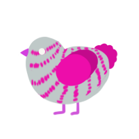 A silver and fuchsia chicken with a bar pattern