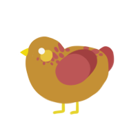 A gold and red chicken with a neck-speckle pattern