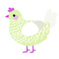 A apple and white chicken with a lace pattern