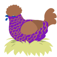 A violet and brown chicken with a lace pattern