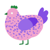 (unnamed), a pink and blurple chicken with a speckle pattern