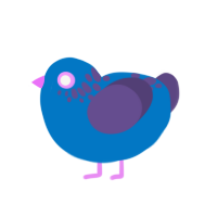 Blue Raspberry, a sapphire and overcast chicken with a neck-speckle pattern