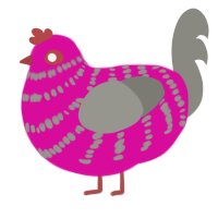 Dare, a fuchsia and ash chicken with a bar pattern