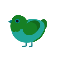 O Green World, a turquoise and leaf chicken with a head pattern