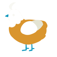 eggnt, a orange and white chicken with a head pattern