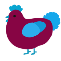 A maroon and sky chicken