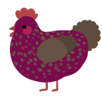 A wine and bark chicken with a speckle pattern