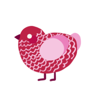 A crimson and pink chicken with a lace pattern
