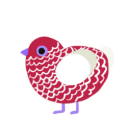 springdom, a crimson and white chicken with a lace pattern