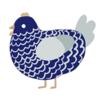 A navy and silver chicken with a lace pattern