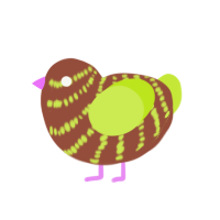 kiwi, a russet and lime chicken with a bar pattern