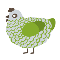 A mist and chartreuse chicken with a lace pattern