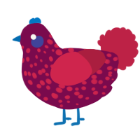 A wine and crimson chicken with a speckle pattern