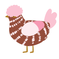 A russet and rose chicken with a bar pattern