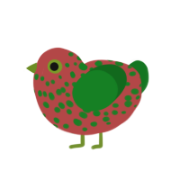 A red and leaf chicken with a speckle pattern