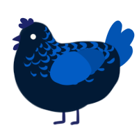 A tumblr and ultramarine chicken with a half-lace pattern