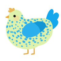 A apple and sky chicken with a speckle pattern
