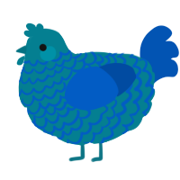 A sea and ultramarine chicken with a lace pattern