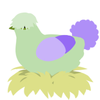 A gluppy and lilac chicken