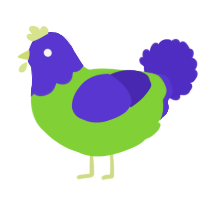A grass and indigo chicken with a head pattern