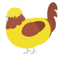 A yellow and russet chicken with a head pattern