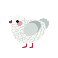 A white and silver chicken with a lace pattern