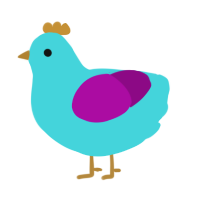 A aqua and plum chicken