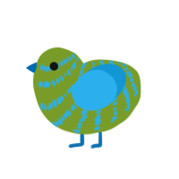 pest, a chartreuse and sky chicken with a bar pattern