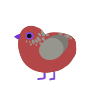 Robert, a red and ash chicken with a neck-speckle pattern