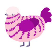 Bubblegum, a rose and plum chicken with a bar pattern