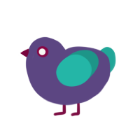 Gummy, a overcast and turquoise chicken