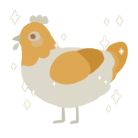 A mist and orange chicken with a head pattern